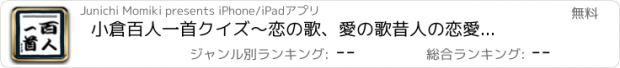 おすすめアプリ 小倉百人一首クイズ～恋の歌、愛の歌　昔人の恋愛の悩み満載～