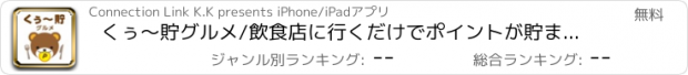 おすすめアプリ くぅ～貯グルメ/飲食店に行くだけでポイントが貯まる美味しいアプリ
