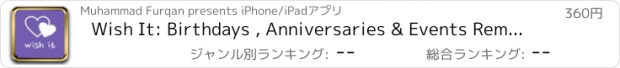 おすすめアプリ Wish It: Birthdays , Anniversaries & Events Reminder - Wish Timeline will never forget to say congrats