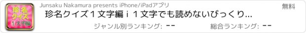 おすすめアプリ 珍名クイズ１文字編 i １文字でも読めないびっくり珍名解読！