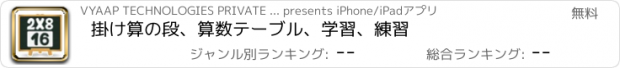 おすすめアプリ 掛け算の段、算数テーブル、学習、練習