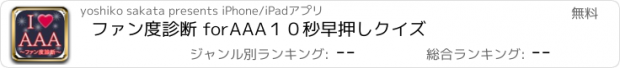 おすすめアプリ ファン度診断 for　AAA　１０秒早押しクイズ