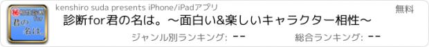 おすすめアプリ 診断for君の名は。～面白い&楽しいキャラクター相性～