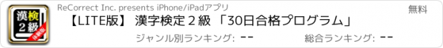 おすすめアプリ 【LITE版】 漢字検定２級 「30日合格プログラム」