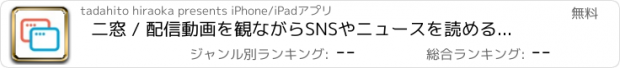 おすすめアプリ 二窓 / 配信動画を観ながらSNSやニュースを読めるアプリ