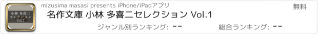 おすすめアプリ 名作文庫 小林 多喜二セレクション Vol.1