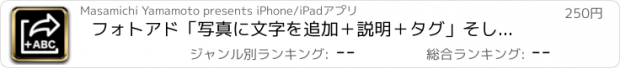おすすめアプリ フォトアド「写真に文字を追加＋説明＋タグ」そしてSNSへ