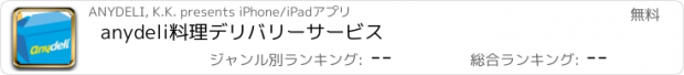 おすすめアプリ anydeli　料理デリバリーサービス