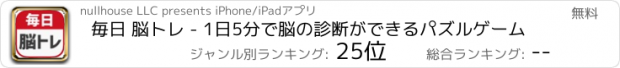 おすすめアプリ 毎日 脳トレ - 1日5分で脳の診断ができるパズルゲーム