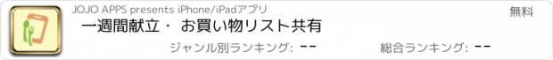 おすすめアプリ 一週間献立・ お買い物リスト共有