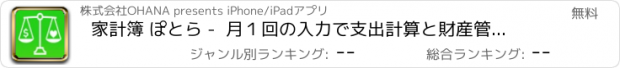 おすすめアプリ 家計簿 ぽとら -  月１回の入力で支出計算と財産管理。