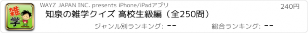 おすすめアプリ 知泉の雑学クイズ 高校生級編（全250問）