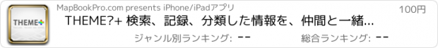 おすすめアプリ THEME‭+ 検索、記録、分類した情報を、仲間と一緒に共有するための強力かつ便利なサービスです