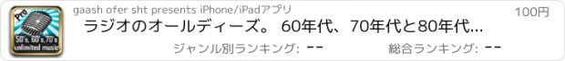 おすすめアプリ ラジオのオールディーズ。 60年代、70年代と80年代から無制限のトップの曲は全てのジャンルからだ