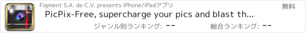 おすすめアプリ PicPix-Free, supercharge your pics and blast them onto facebook & twitter with this all in one camera, frame, effect photo app. Get it now!