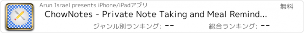 おすすめアプリ ChowNotes - Private Note Taking and Meal Reminder for Foodies