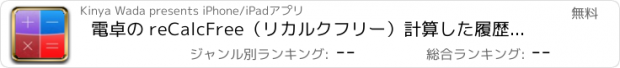 おすすめアプリ 電卓の reCalcFree（リカルクフリー）計算した履歴の数字を、メモしたようにタップできる、無料の消費税ワンタッチ計算機アプリ for iPhone、iPad