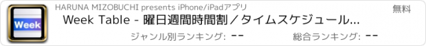 おすすめアプリ Week Table - 曜日週間時間割／タイムスケジュール・タイムテーブル／予定表・計画表／シンプルで簡単だから時間管理が苦手な方にもおすすめなスケジューラー