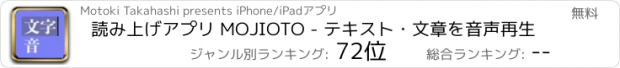 おすすめアプリ 読み上げアプリ MOJIOTO - テキスト･文章を音声再生