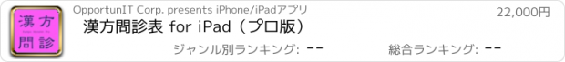 おすすめアプリ 漢方問診表 for iPad（プロ版）