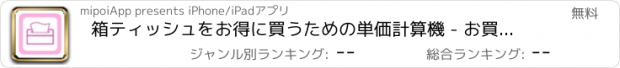 おすすめアプリ 箱ティッシュをお得に買うための単価計算機 - お買い物やチラシチェック、家計簿、節約のお供に -