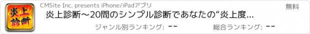 おすすめアプリ 炎上診断　～20問のシンプル診断であなたの“炎上度”を診断！飲み会や合コン・宴会が盛り上がる！～