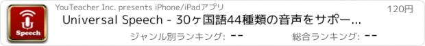 おすすめアプリ Universal Speech - 30ヶ国語44種類の音声をサポートするデジタル朗読