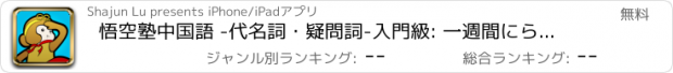 おすすめアプリ 悟空塾中国語 -代名詞・疑問詞-入門級: 一週間にらくに100超高頻単語を聞き取れる