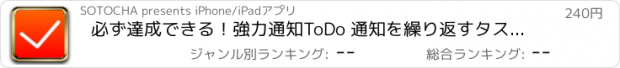 おすすめアプリ 必ず達成できる！強力通知ToDo 通知を繰り返すタスク管理、やることリスト