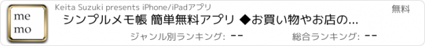 おすすめアプリ シンプルメモ帳 簡単無料アプリ ◆お買い物やお店の記録に◆