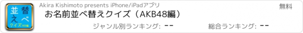 おすすめアプリ お名前　並べ替えクイズ（AKB48編）