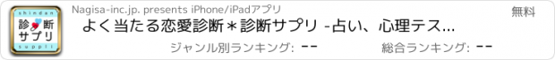 おすすめアプリ よく当たる恋愛診断＊診断サプリ -占い、心理テスト、検定も