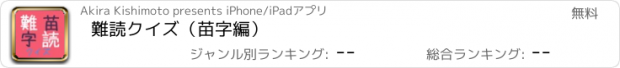 おすすめアプリ 難読クイズ（苗字編）